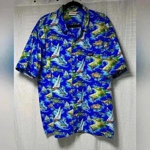 Vintage Royal Hong Hong Yacht  Club 💯 cotton short sleeve button down. Men's2XL